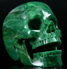 HUGE 5.1" African Green Stone/Verdite Carved Crystal Singing Skull