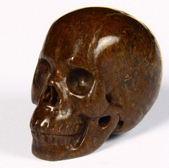 1.2" Dinosaur Sauropoda Bone Fossil Carved Crystal Skull, Realistic
