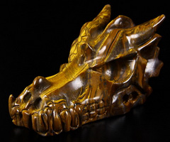 HUGE 5.4" Tiger Iron Eye Carved Crystal Dragon Skull