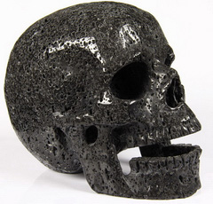 HUGE 5.1" Hot Lava Stone Carved Crystal Singing Skull