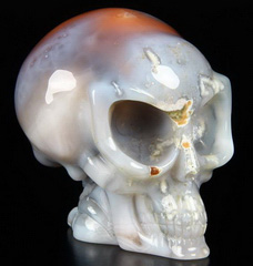 Fine Gemstone Huge 3.1" Mozambique Agate Star Being Female Alien Crystal Skull Companion Hand Carved Gemstone Fine Art Sculpture, Reiki Healing Stone Statue