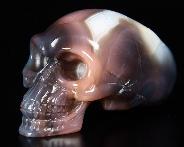 Fine Gemstone Huge 3.7" Mozambique Agate Carved Elongated Mayan Alien Crystal Skull #4804403