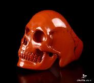 Size 9 Gemstone Red Jasper Carved Crystal Skull Ring