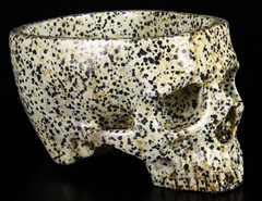 HUGE 5.9" Dalmatian Jasper Carved Crystal Skull Bowl Sculpture