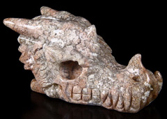 HUGE 5.1" Pink Ocean Agate Carved Crystal Dragon Skull