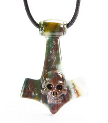 Indian Agate Carved Crystal Skull Pendant