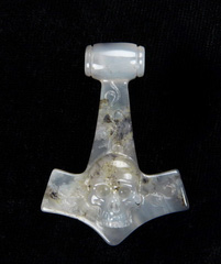 Agate Carved Crystal Skull Pendant