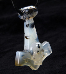 Agate Carved Crystal Skull Pendant
