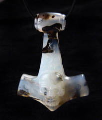 Agate Carved Crystal Skull Pendant