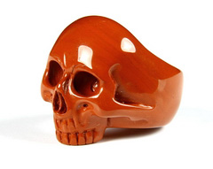 Size 8, Red Jasper Carved Crystal Skull Ring