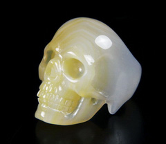Size 9, Agate Carved Crystal Skull Ring