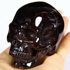 Gemstone 3.0" Garnet Carved Crystal Skull, Super Realistic