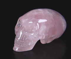 2.1" Rose Quartz Carved Elongated Mayan Alien Crystal Skull