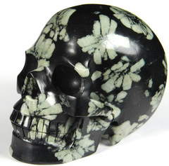 HUGE 5.1" Peony Stone Carved Crystal Skull, Realistic