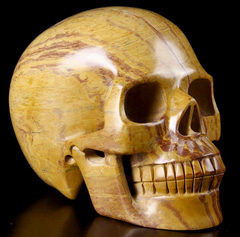 HUGE 5.5" Mongolian Banded Jasper Carved Crystal Skull, Realistic