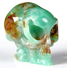 Gemstone 1.8" Chrysoprase Carved Crystal Skull Alien