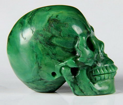 2.0" African Green Stone/Verdite Carved Crystal Skull, Realistic