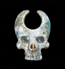 Ocean Jasper Carved Crystal Skull Pendant