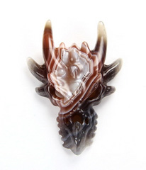 UNIQUE Fine Gemstone Mozambique Agate Carved Crystal Dragon Skull Pendant #4804911