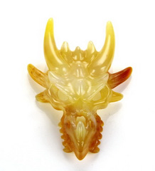 Carnelian Carved Crystal Dragon Skull Pendant