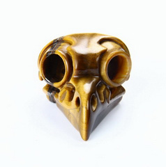 Gold Tiger Eye Carved Crystal Owl Skull 