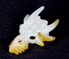 Agate Carved Crystal Dragon Skull Pendant