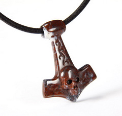 Chinese Bloodstone Carved Crystal Skull Pendant