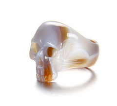 Size 11, Agate Carved Crystal Skull Ring
