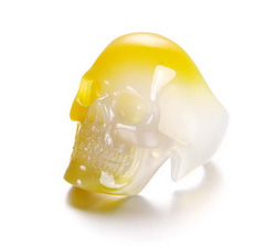 Great Quality size 10, Agate Carved Crystal Skull Ring