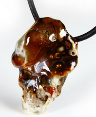 Gemstone 2.3" Fire Agate Carved Crystal Skull Pendant
