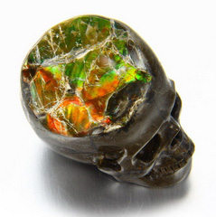 Flash Gemstone 1.6" Ammolite Carved Crystal Skull