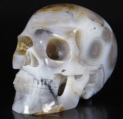 HUGE 5.2" Agate Carved Crystal Skull, Realistic