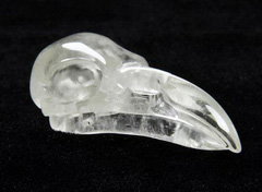 2.3" Quartz Rock Crystal Carved Crystal Raven Skull Pendant