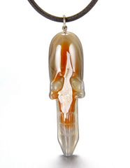 Fine Gemstone Mozambique Agate & 925 Sterling Silver Carved Crystal Skull with 925 Sterling Silver #4805153