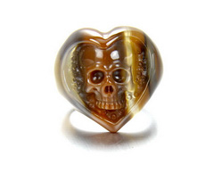Size 6.5, Agate Carved Crystal Skull Ring