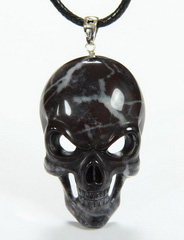 2.0" Chinese Bloodstone Carved Crystal Skull Pendant, Crystal Healing