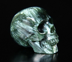 Gemstone 1.3" Seraphinite Clinochlore Carved Crystal Skull, Realistic