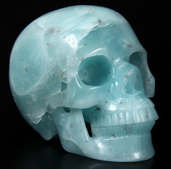 HUGE 5.0" Celestite Carved Crystal Skull, Realistic