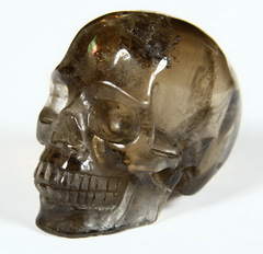 Clear 2.0" Smokey/Smoky Quartz Rock Crystal Carved Crystal Skull, Realistic