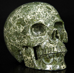 HUGE 5.1" Camouflage Jasper Carved Crystal Skull, Realistic