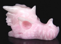 HUGE 4.9" Pink Aragonite Carved Crystal Dragon Skull