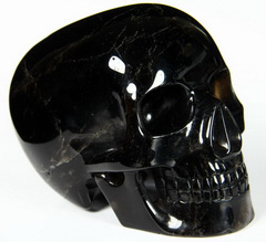 HUGE Black Quartz Carved Mitchell-Hedges Crystal Skull Replica, Skull of Doom