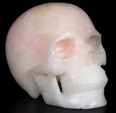 HUGE 5.0" Pink Aragonite Carved Crystal Skull, Realistic