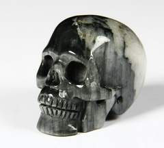 Gemstone 1.4" Hawk's Eye Carved Crystal Skull, Realistic