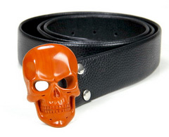 Top Quality Gemstone Red Jasper Carved Crystal Skull Belt with Sterling Silver