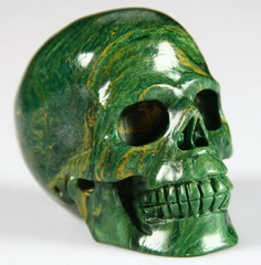 2.4" African Green Stone Verdite Carved Crystal Skull, Realistic