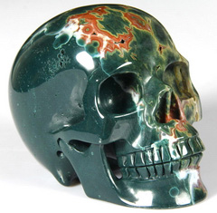Huge 5.1" Ocean Jasper Carved Crystal Skull, Realistic