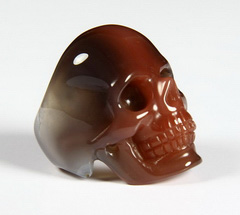Fine Gemstone Size 8 1/2, Mozambique Agate Carved Crystal Skull Ring #4805523