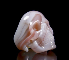Fine Gemstone Size 7 1/2, Mozambique Agate Carved Crystal Skull Ring #4805526
