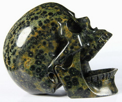 HUGE 5.3" Kambaba Jasper Carved Crystal Laughing Skull